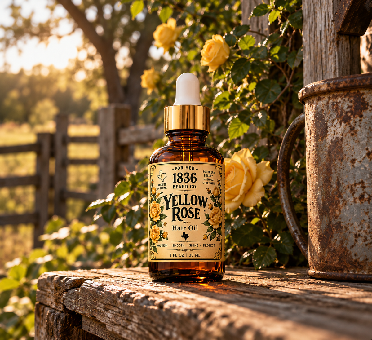 1836 Hair Serum - Yellow Rose-Clove, Hyacinth & Rose, 1 fl oz.