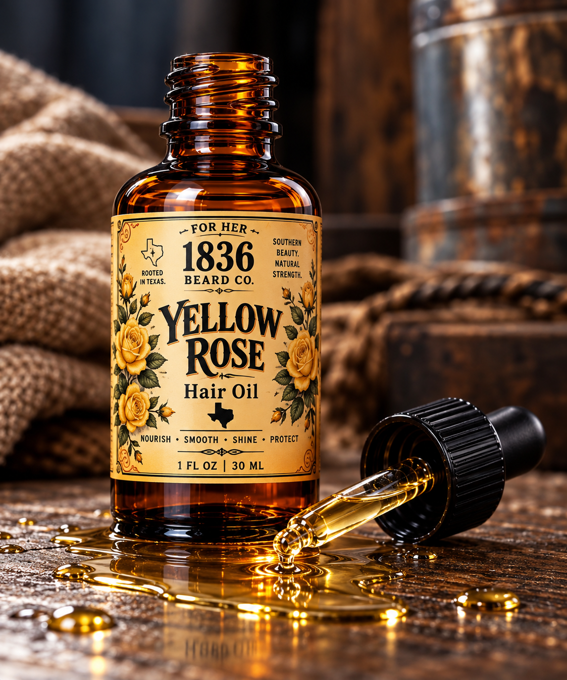 1836 Hair Serum - Yellow Rose-Clove, Hyacinth & Rose, 1 fl oz.