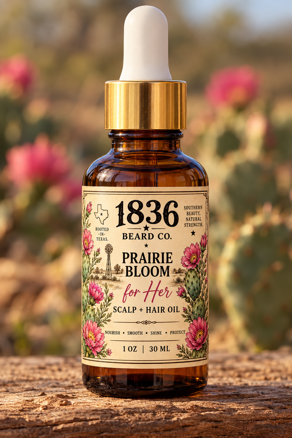 1836 Hair Serum - Prairie Bloom - Bergamot, Cactus Flower & Red Wood, 1 fl oz.