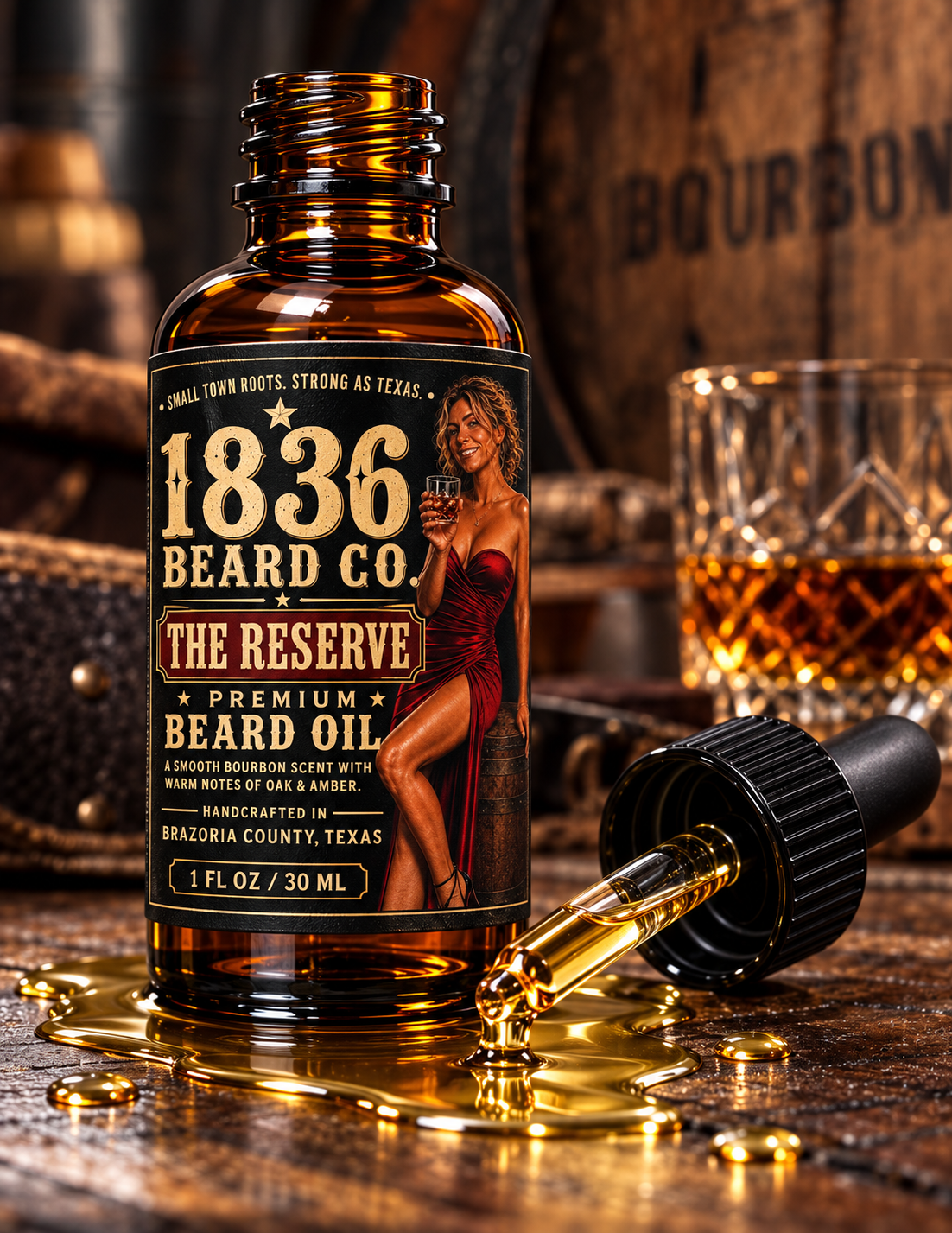 1836 Beard Co. Beard Oil - The Reserve, Citrus & Cedarwood, 1 fl oz.