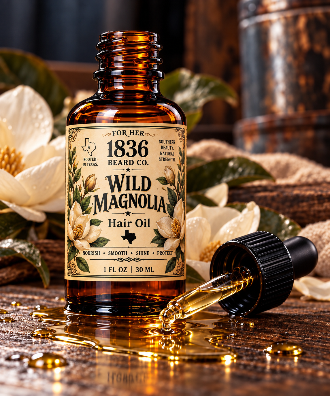 1836 Hair Serum - Wild Magnolia - Magnolia, Geranium & Musk,  1 fl oz.