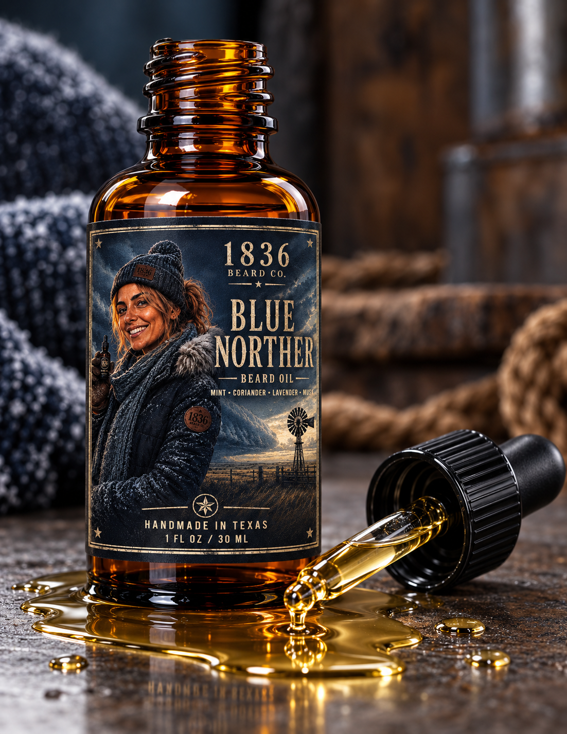 1836 Beard Co. Beard Oil – Blue Norther, Mint, Coriander & Lavender 1 fl oz