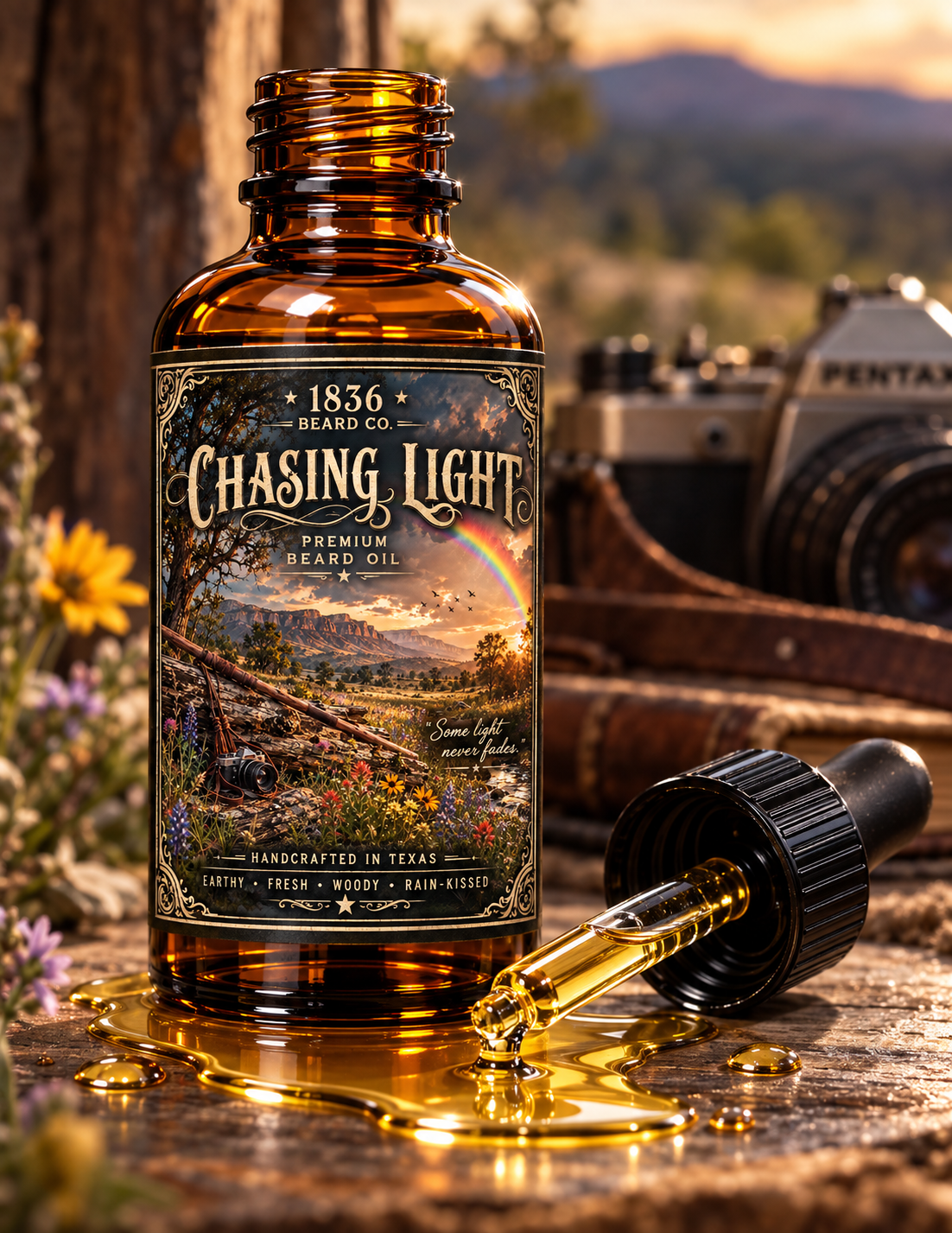 1836 Beard Co. Beard Oil – Chasing Light, Bergamot & Lemongrass, 1 fl oz -limited memorial release-